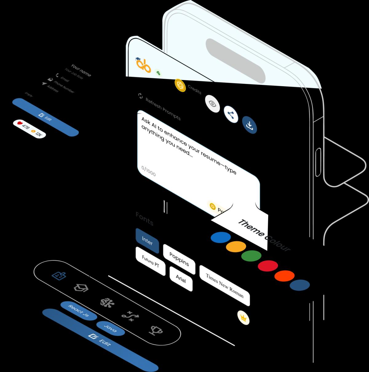 Abekus modern Resume Templates with real-time editing preview