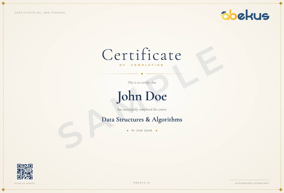 Sample Abekus certificate of completion
