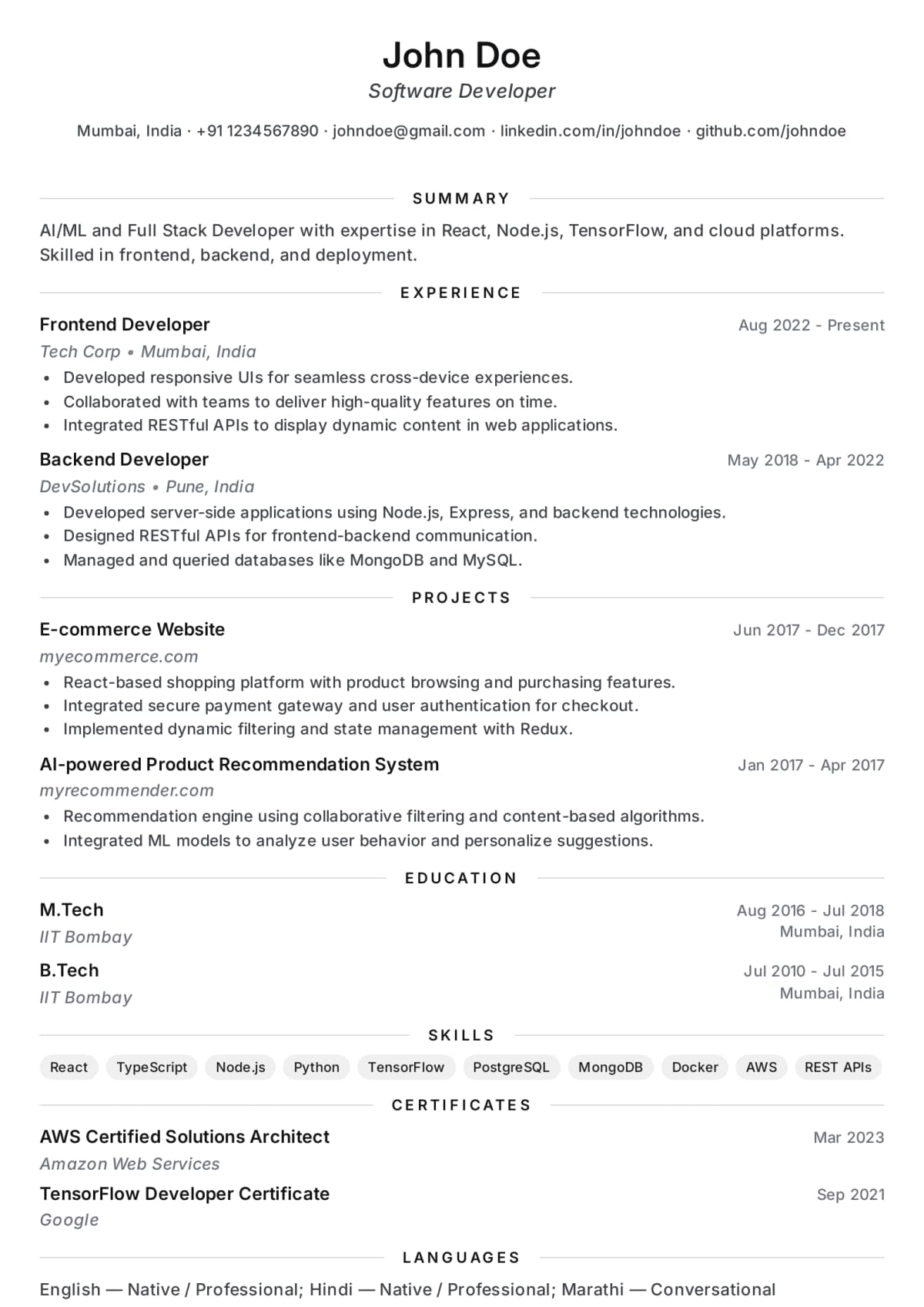 Abekus Portrait Serif Modern resume template
