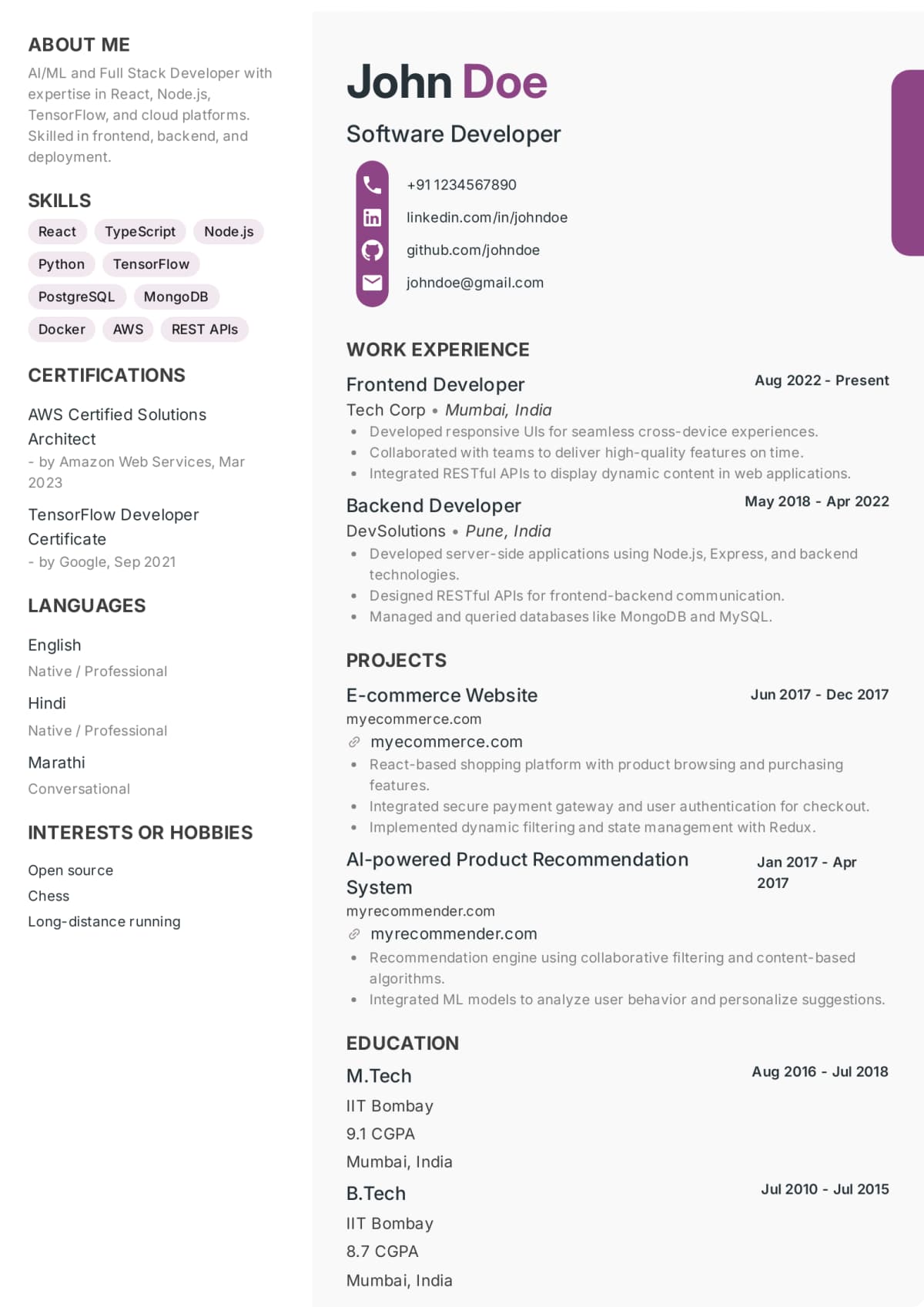 Abekus Creative Spark Creative resume template