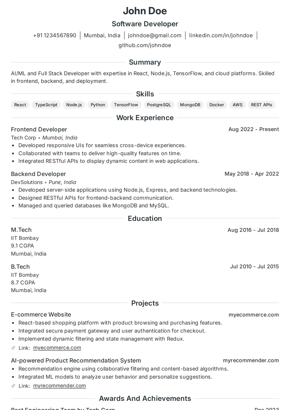 Abekus ATS Optimus ATS resume template