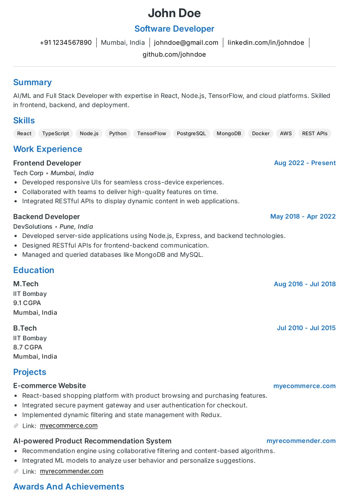 Abekus ATS Pro ATS resume template