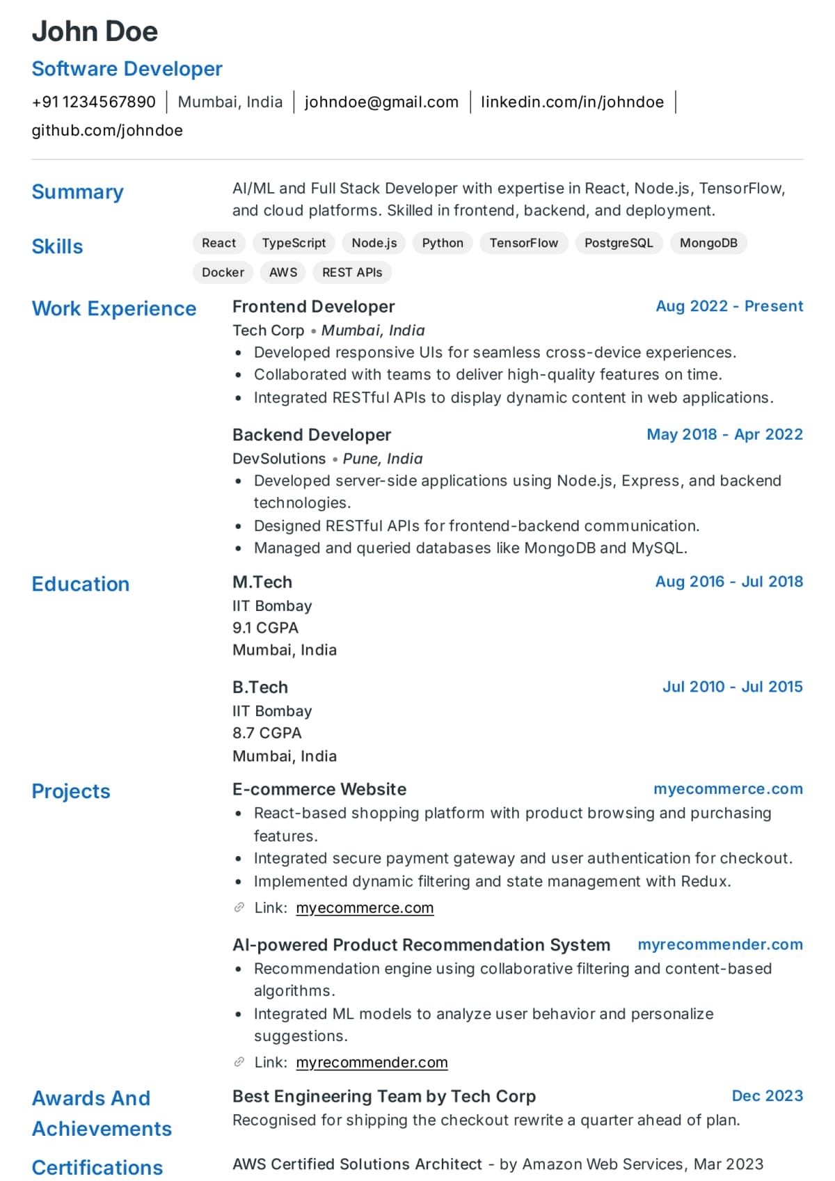 Abekus ATS Max ATS resume template