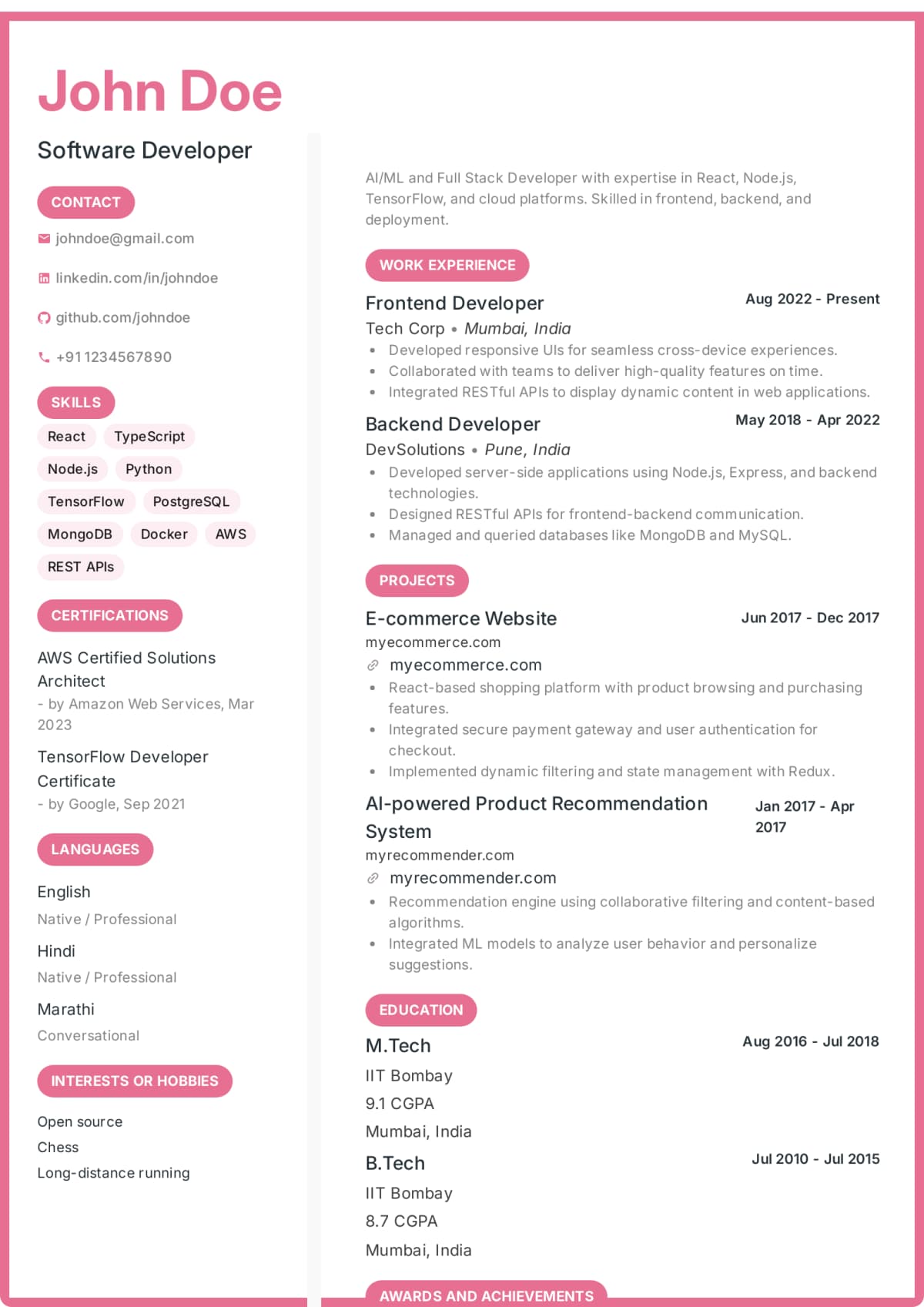Abekus Persona Creative resume template