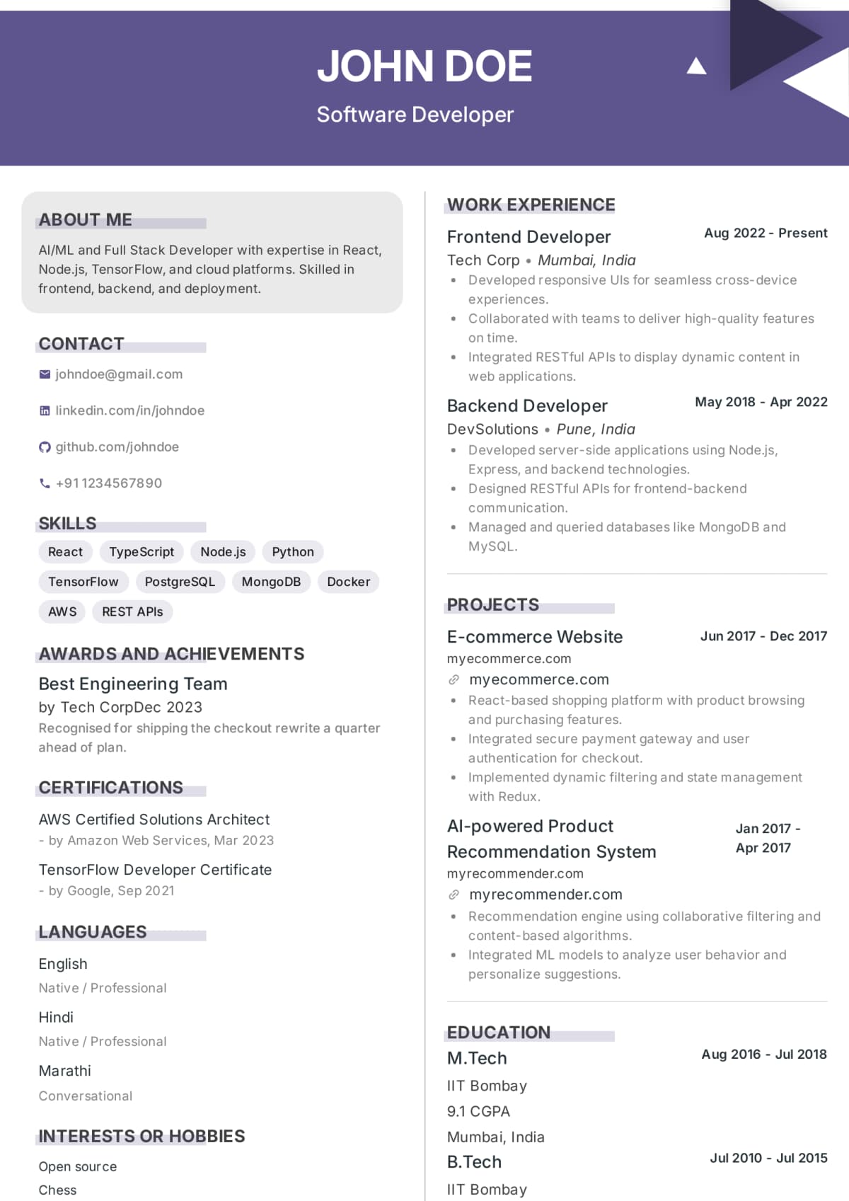 Abekus Refined Persona Creative resume template