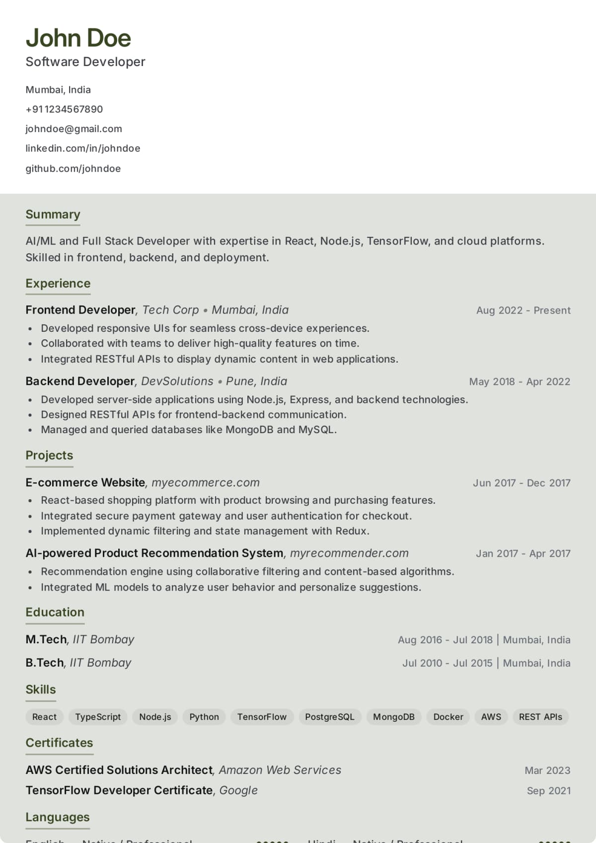 Abekus Sage Field Modern resume template
