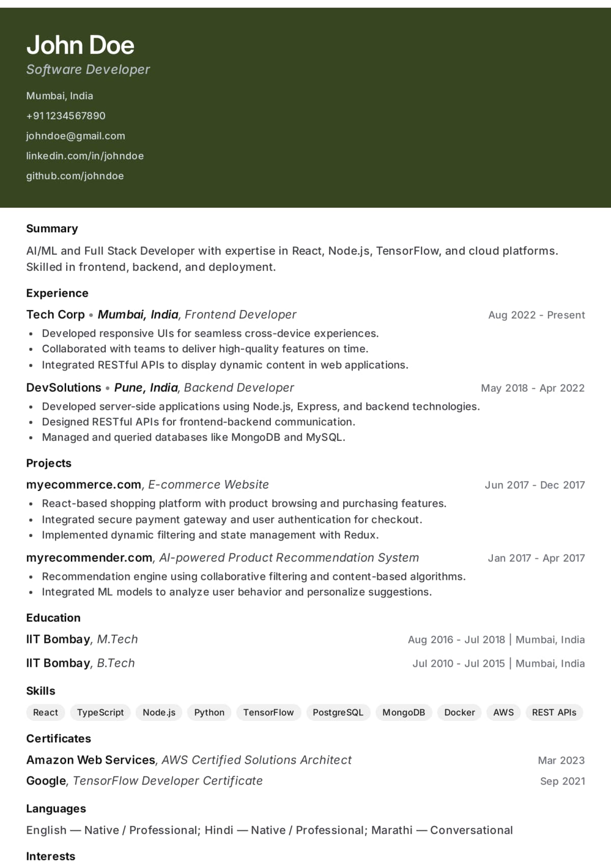 Abekus Dark Band Modern resume template