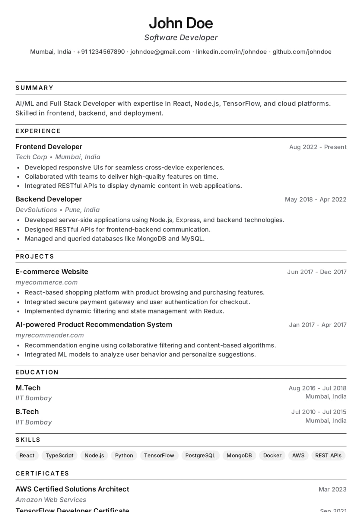 Abekus Classic Center ATS resume template