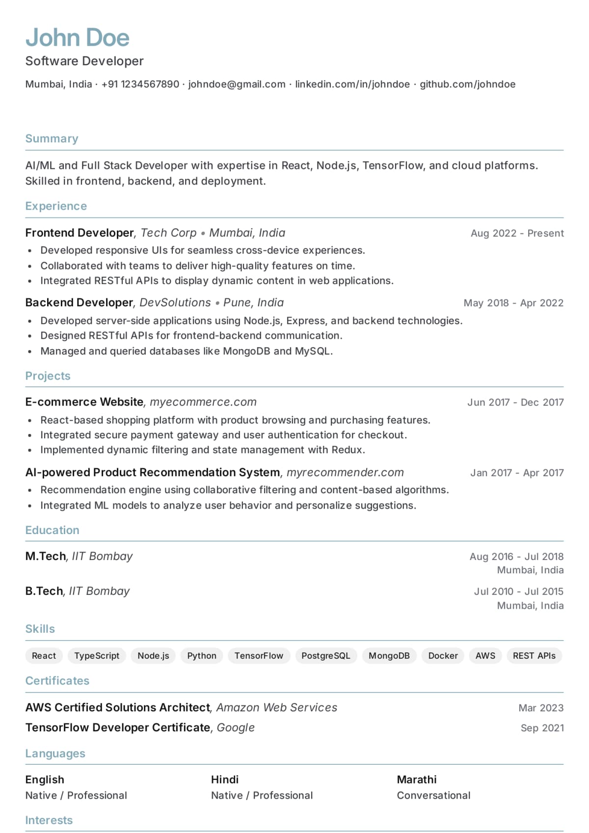 Abekus Steel Rule Modern resume template